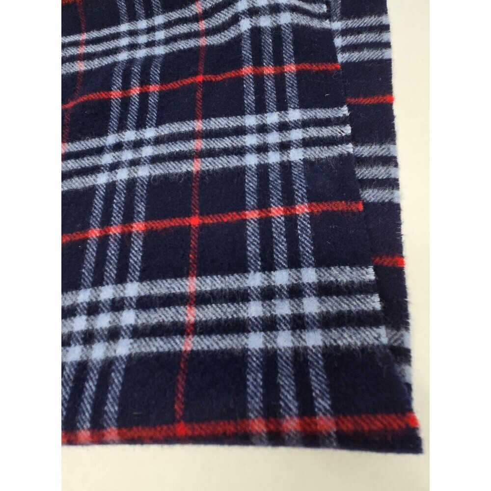 VINTAGE BURBERRYS OF LONDON AUTHENTIC BLUE RED PLAID LAMBSWOOL UNISEX OS 1990s - Picture 9 of 12